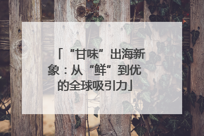 “甘味”出海新象：从“鲜”到优的全球吸引力