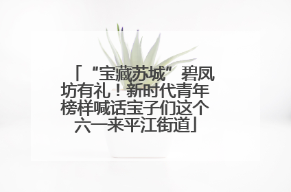 “宝藏苏城”碧凤坊有礼！新时代青年榜样喊话宝子们这个六一来平江街道