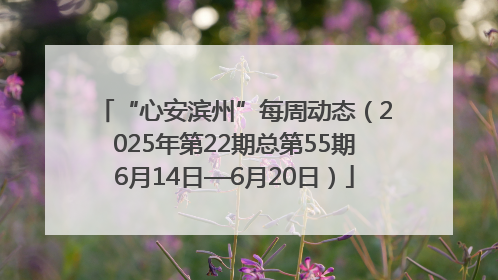 “心安滨州”每周动态（2025年第22期总第55期6月14日—6月20日）