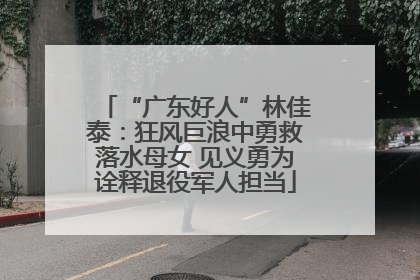 “广东好人”林佳泰：狂风巨浪中勇救落水母女 见义勇为诠释退役军人担当