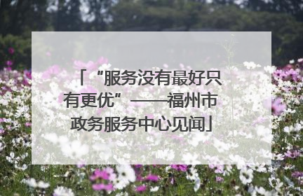 “服务没有最好只有更优”——福州市政务服务中心见闻