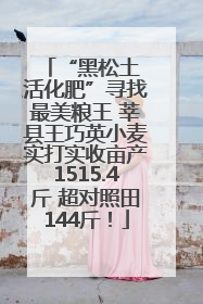 “黑松土 活化肥”寻找最美粮王 莘县王巧英小麦实打实收亩产1515.4斤 超对照田144斤！