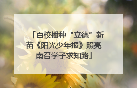 百校播种“立德”新苗《阳光少年报》照亮南召学子求知路