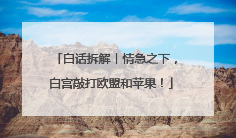白话拆解丨情急之下，白宫敲打欧盟和苹果！