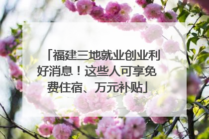 福建三地就业创业利好消息！这些人可享免费住宿、万元补贴