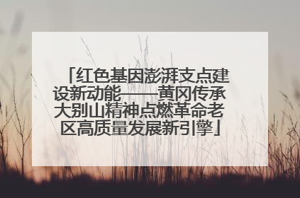 红色基因澎湃支点建设新动能——黄冈传承大别山精神点燃革命老区高质量发展新引擎