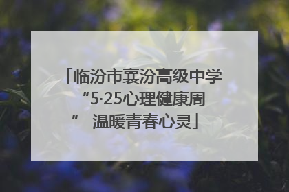 临汾市襄汾高级中学“5·25心理健康周” 温暖青春心灵