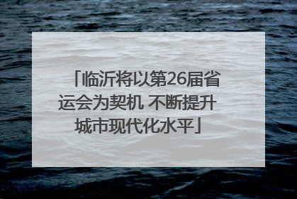 临沂将以第26届省运会为契机 不断提升城市现代化水平