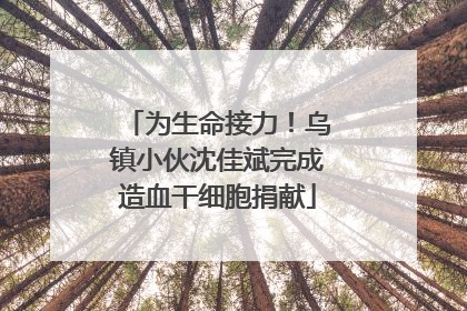 为生命接力！乌镇小伙沈佳斌完成造血干细胞捐献