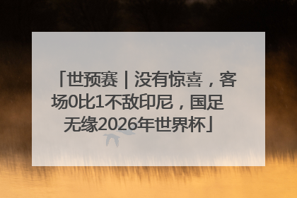 世预赛｜没有惊喜，客场0比1不敌印尼，国足无缘2026年世界杯