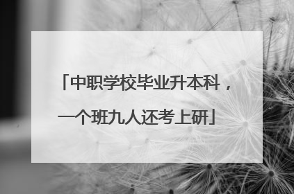 中职学校毕业升本科，一个班九人还考上研