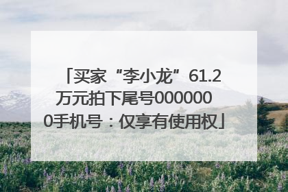 买家“李小龙”61.2万元拍下尾号0000000手机号：仅享有使用权