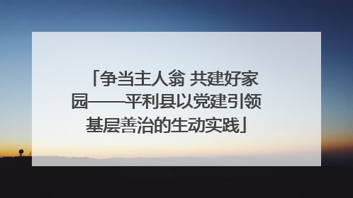 争当主人翁 共建好家园——平利县以党建引领基层善治的生动实践
