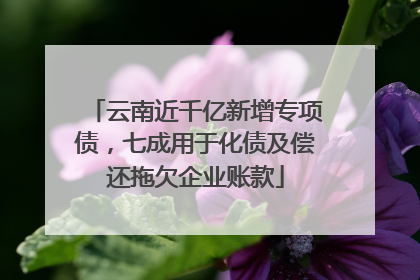 云南近千亿新增专项债，七成用于化债及偿还拖欠企业账款