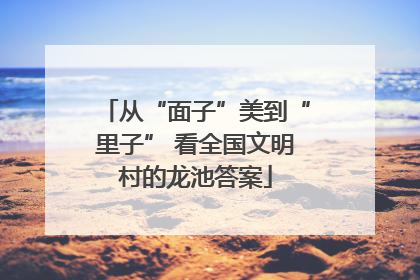 从“面子”美到“里子” 看全国文明村的龙池答案