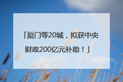 厦门等20城，拟获中央财政200亿元补助！
