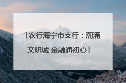 农行海宁市支行：潮涌文明城 金融润初心