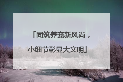 同筑养宠新风尚，小细节彰显大文明