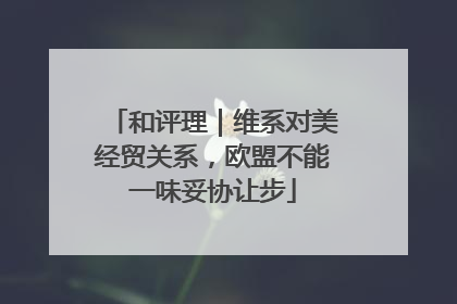 和评理｜维系对美经贸关系，欧盟不能一味妥协让步