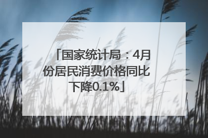 国家统计局：4月份居民消费价格同比下降0.1%