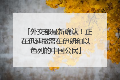 外交部最新确认！正在迅速撤离在伊朗和以色列的中国公民