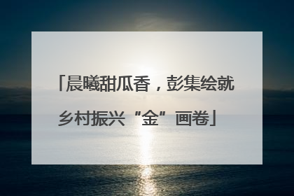晨曦甜瓜香，彭集绘就乡村振兴“金”画卷