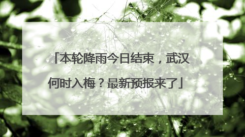 本轮降雨今日结束，武汉何时入梅？最新预报来了