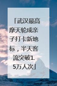 武汉最高摩天轮成亲子打卡新地标，半天客流突破1.5万人次