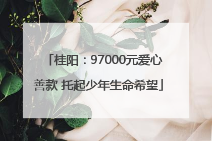 桂阳：97000元爱心善款 托起少年生命希望