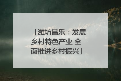 潍坊昌乐：发展乡村特色产业 全面推进乡村振兴