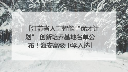 江苏省人工智能“优才计划” 创新培养基地名单公布！海安高级中学入选