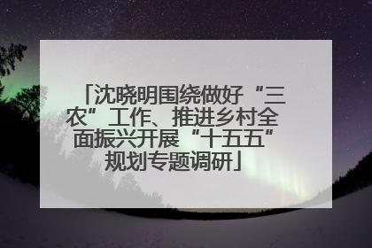沈晓明围绕做好“三农”工作、推进乡村全面振兴开展“十五五”规划专题调研