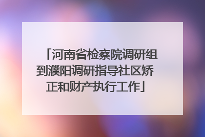 河南省检察院调研组到濮阳调研指导社区矫正和财产执行工作