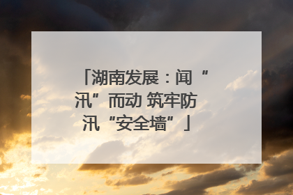 湖南发展：闻“汛”而动 筑牢防汛“安全墙”