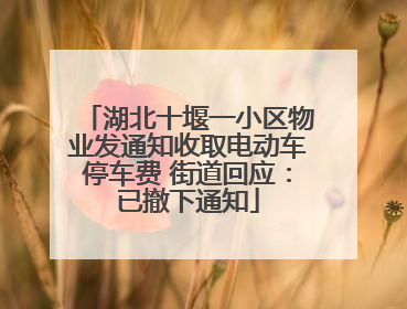 湖北十堰一小区物业发通知收取电动车停车费 街道回应：已撤下通知