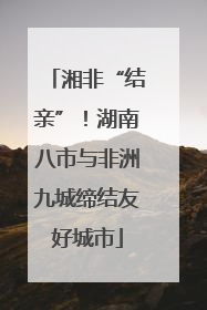 湘非“结亲”！湖南八市与非洲九城缔结友好城市