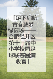 足下启航 青春逐梦绿茵场——合肥经开区第十三届中小学校园足球联赛圆满收官