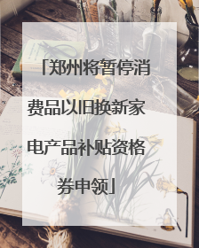 郑州将暂停消费品以旧换新家电产品补贴资格券申领