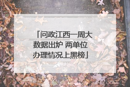 问政江西一周大数据出炉 两单位办理情况上黑榜
