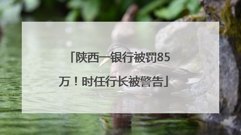 陕西一银行被罚85万！时任行长被警告