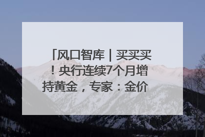风口智库｜买买买！央行连续7个月增持黄金，专家：金价或仍易涨难跌