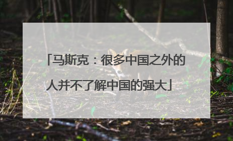 马斯克：很多中国之外的人并不了解中国的强大