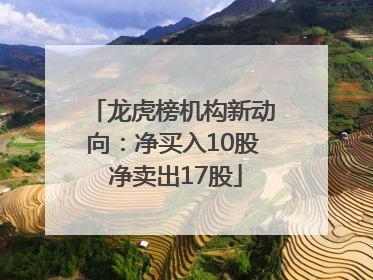 龙虎榜机构新动向：净买入10股 净卖出17股