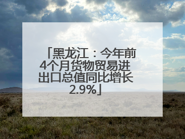黑龙江：今年前4个月货物贸易进出口总值同比增长2.9%
