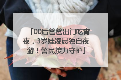 00后爸爸出门吃宵夜，3岁娃凌晨独自夜游！警民接力守护